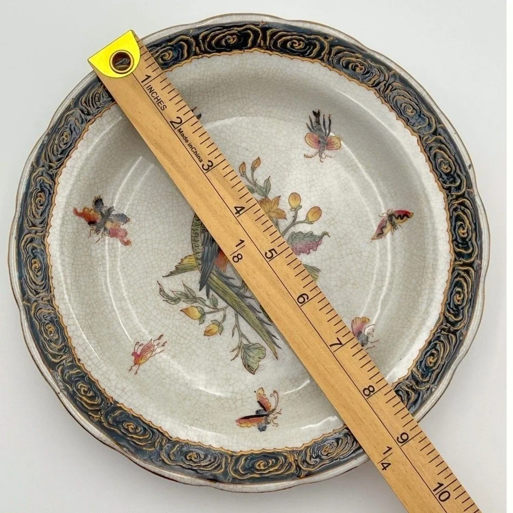 HUA PING TANG ZHI Chinese Porcelain‎ Plate Crackle Birds Decor 9